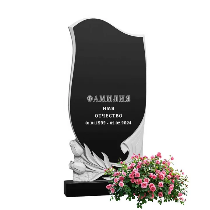 Памятник из гранита черного цвета 900\450\60 мм. № 023, арт. 01546